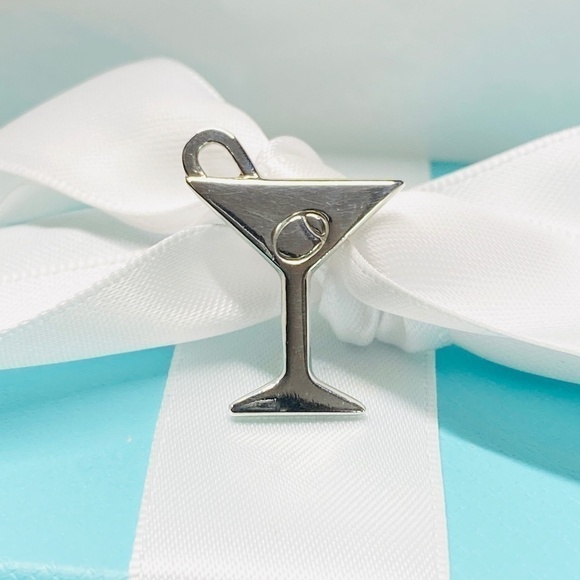 Tiffany & Co Martini Glass charm Cocktail Olive Bar charm Sterling 925  NICE - Picture 3 of 8